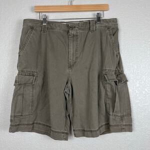 Y2K IZOD Mens 36 100% Cotton Olive Brown Cargo Shorts Skater Hip Hop 90s Indie